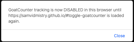 GoatCounter disable tracking confirmation