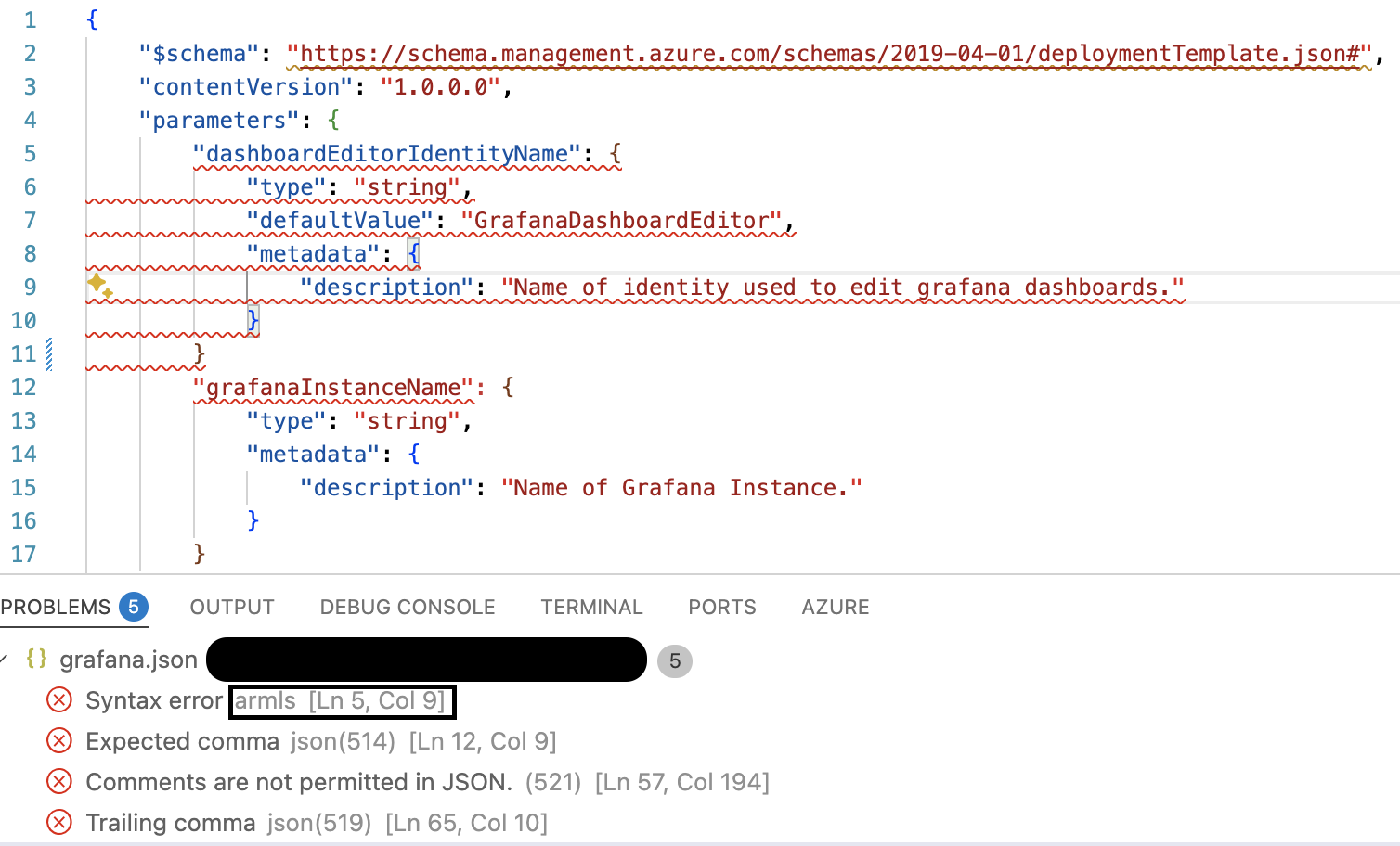 JSON Error Screenshot